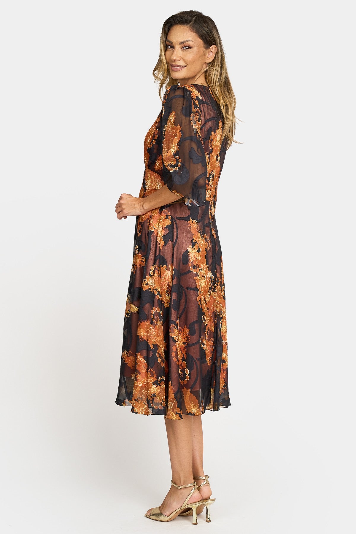 Rochie midi din voal cu imprimeu floral